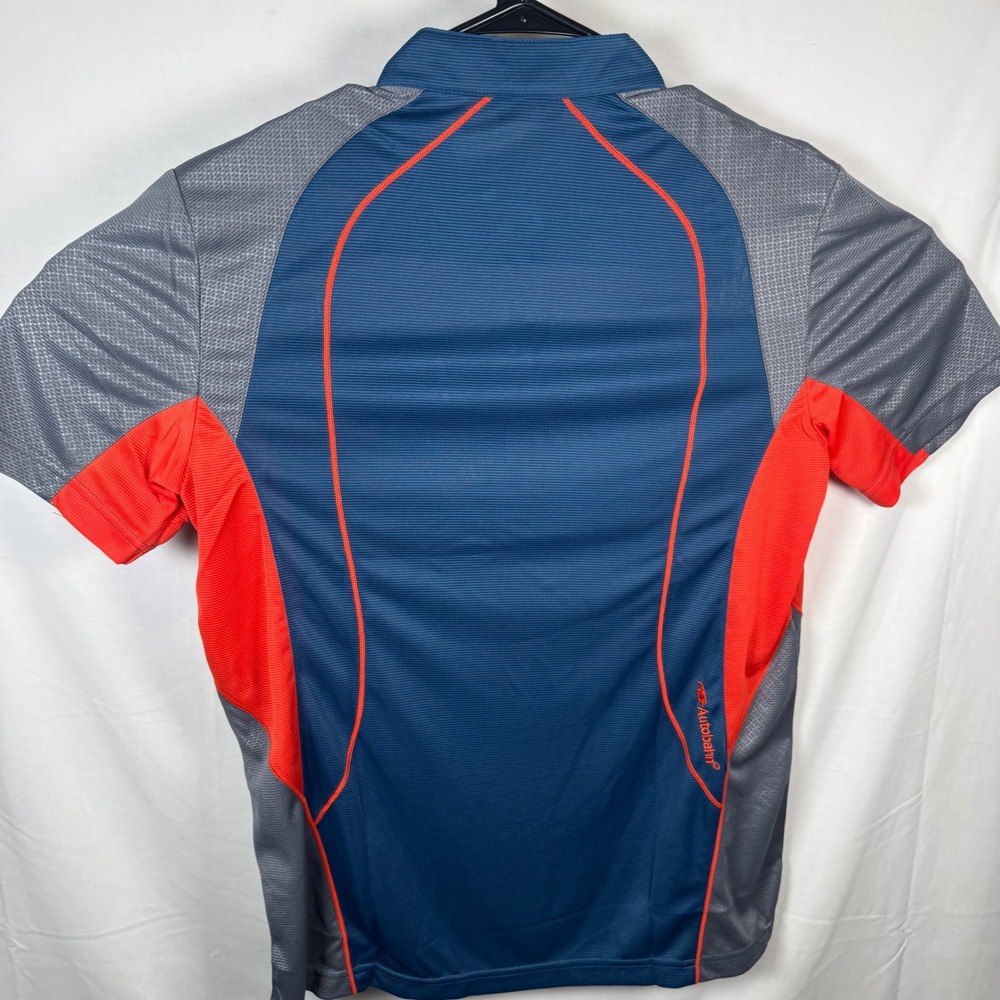Autobahn Cycling Jersey Mens 105 Blue Orange Gray Colorblock Quarter Zip Shirt - Picture 2 of 12